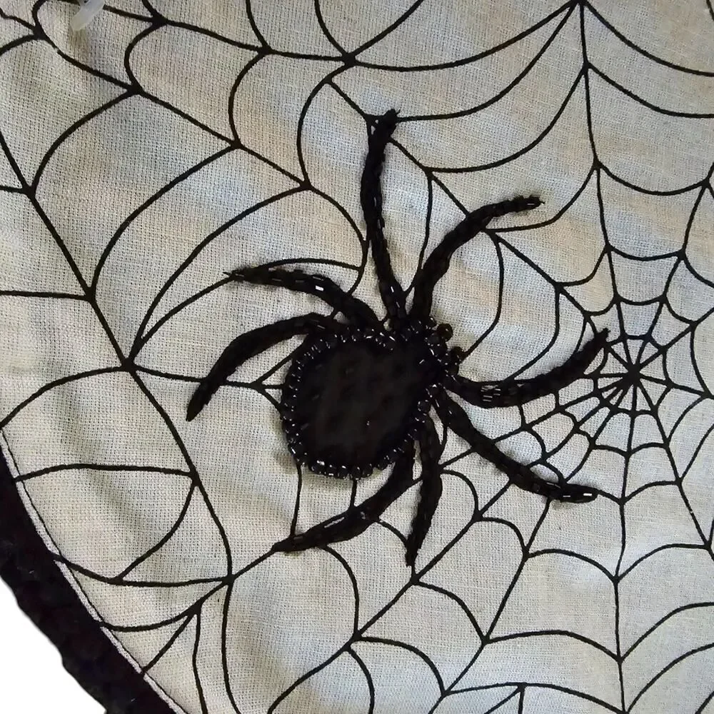 Max Studio Beaded Spider Web Halloween Placemats 15in Round Set of 4